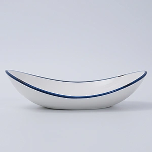 Wholesale Modern Blue Edge White Tableware Hotel Catering Dinnerware Set
