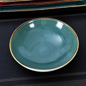 Smooth Glaze Table Top Tableware, China Hotel Under Glaze Blue Ceramic Plate Soup Plate