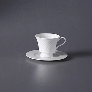 P&T Royal Ware manufacturer white bone china cup and saucer set ceramic with dessert plate
