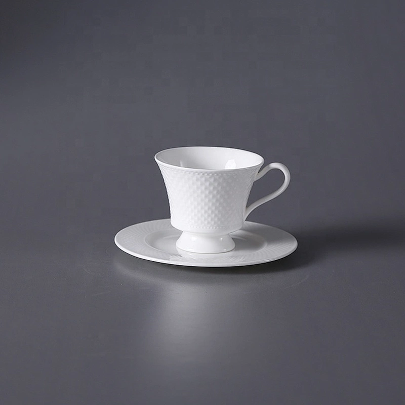 P&T Royal Ware manufacturer white bone china cup and saucer set ceramic with dessert plate