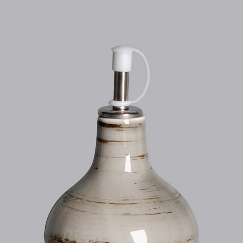 wholesale hotel restaurant kitchenware grey ceramic porcelain oil vinegar bottle with lid