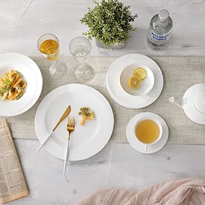 Modern Elegant White Restaurant Bone China Dinnerware Set Crockery Sets Dinnerware