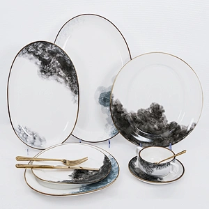 Wholesale Hall Event Restaurant Wedding Dinnerware Sets White Cheap Round Ceramic tableware For Dinner