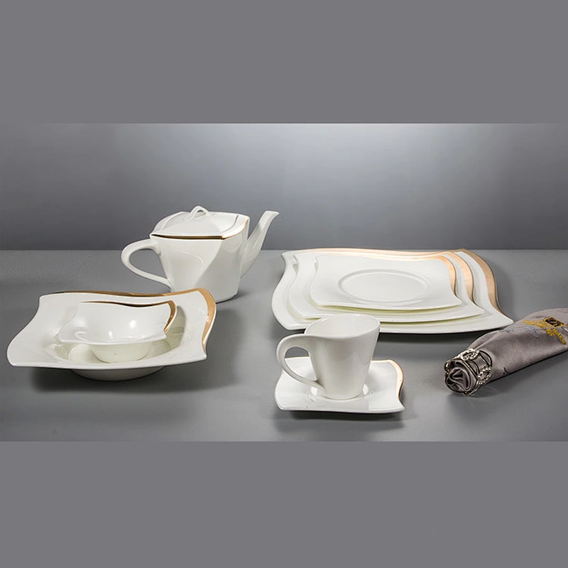 manufacturer P&T Royal Ware luxury white bone china wedding ceramic tea pot with gold rim