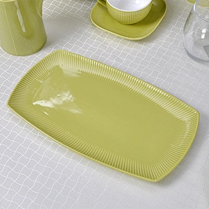 2020 New Product Western Style Crockery Green Dinnerware, Porcelain Rectangle Plates