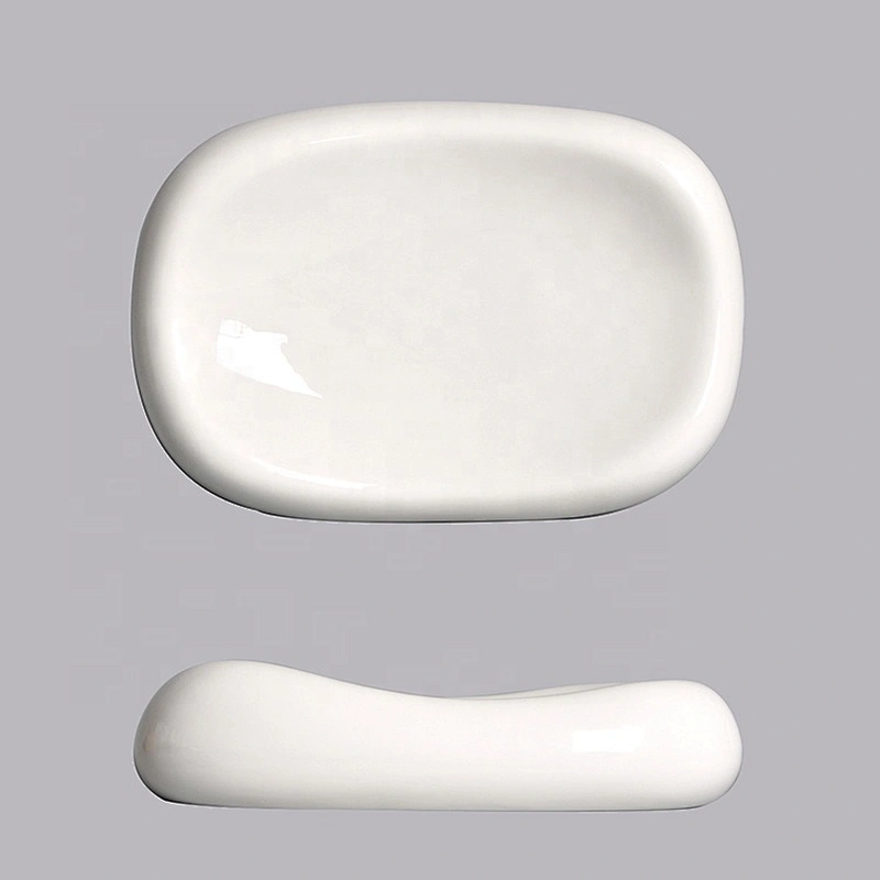 guangzhou modern plain white thick hollow rectangular ceramic plates sets restaurant porcelain plate