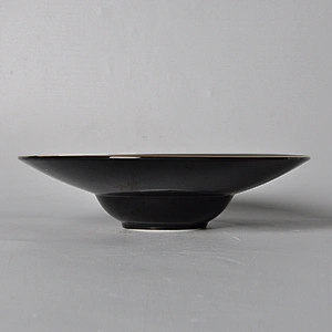 Elegant Matt Black with Gold Rim Restaurant Hotel Deep Soup Plate Ceramic Pasta Plate for Dinnerware