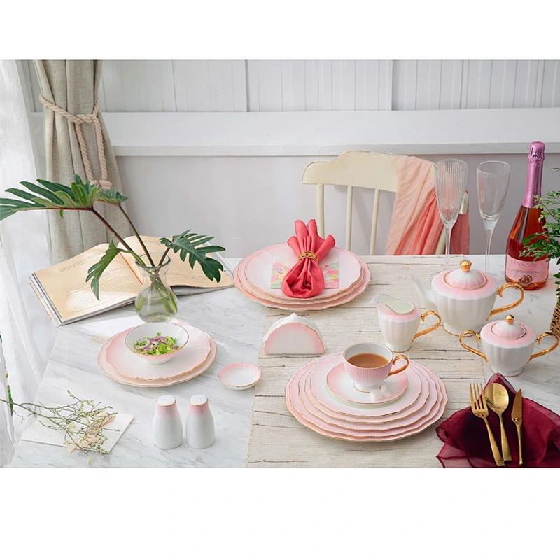 P&T Royal ware pink Circular dinner plate hot sell ceramic dinner plate