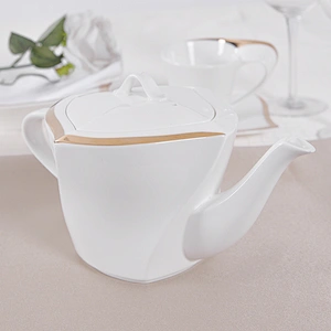 P&T Luxury Gold Plated Coffee set Ceramic Tea Pot, Royal Bone China Classic Coffee and Tea Set