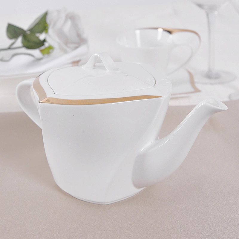 P&T Luxury Gold Plated Coffee set Ceramic Tea Pot, Royal Bone China Classic Coffee and Tea Set