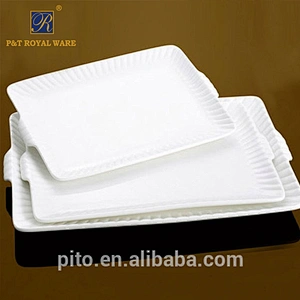 P&T Porcelain Royal Ware Porcelain Rectangular Stripe Plate Square 10\12\14\16 inch Meat Plates