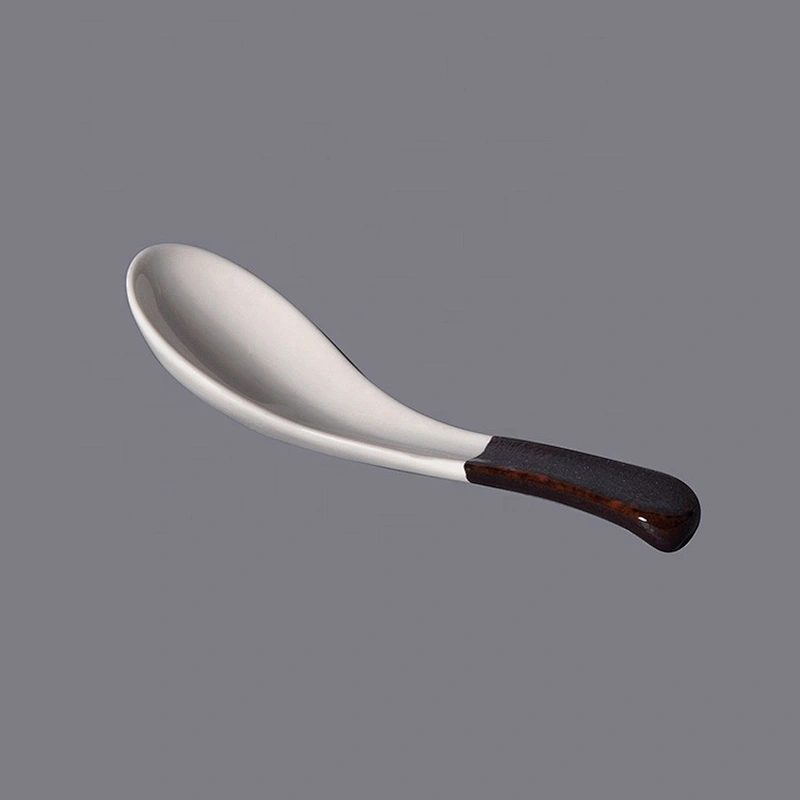 P&T Royal Ware factory white and brown porcelain ceramic soup serving spoon