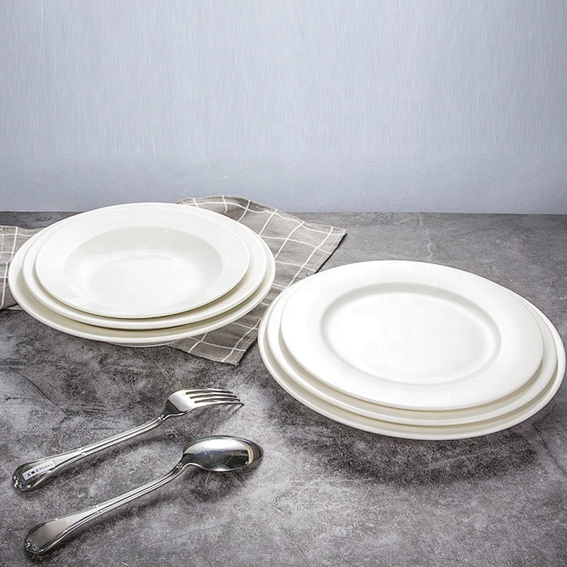 manufacturer round food grade 12inch white wedding ceramic plate set