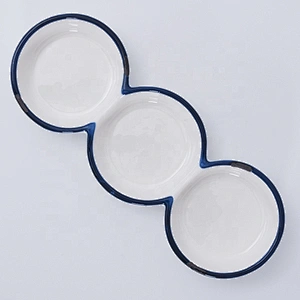 Wholesale Modern Blue Edge White Tableware Hotel Catering Dinnerware Set