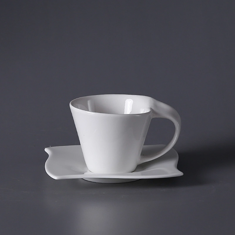 wholesale white coffee cup and saucer bone china ceramic coffee cup set with saucer