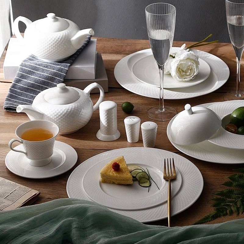 P&T Royal Ware factory wholesale high quality round white hotel restaurant dessert plate ceramic