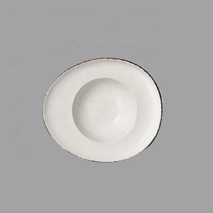 wholesale glazed straw hat shape hotel used deep plate restaurant soup dishes