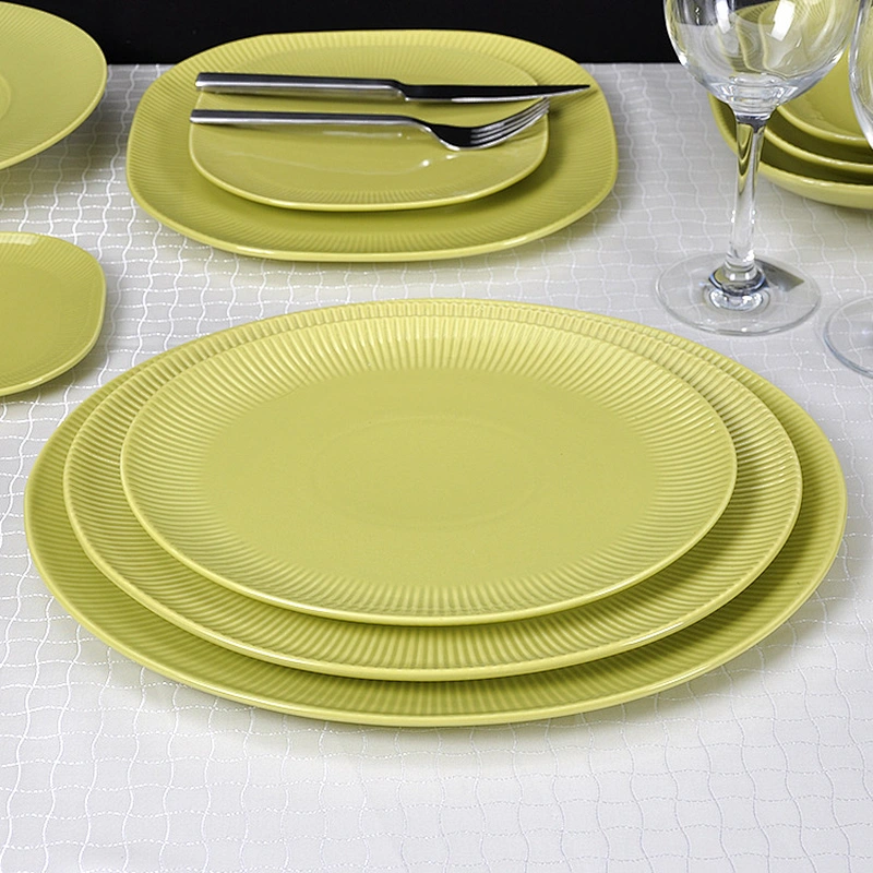 Nordic Simple Dinnerware Porcelain Eco-friendly Oval Green Ceramic Plates