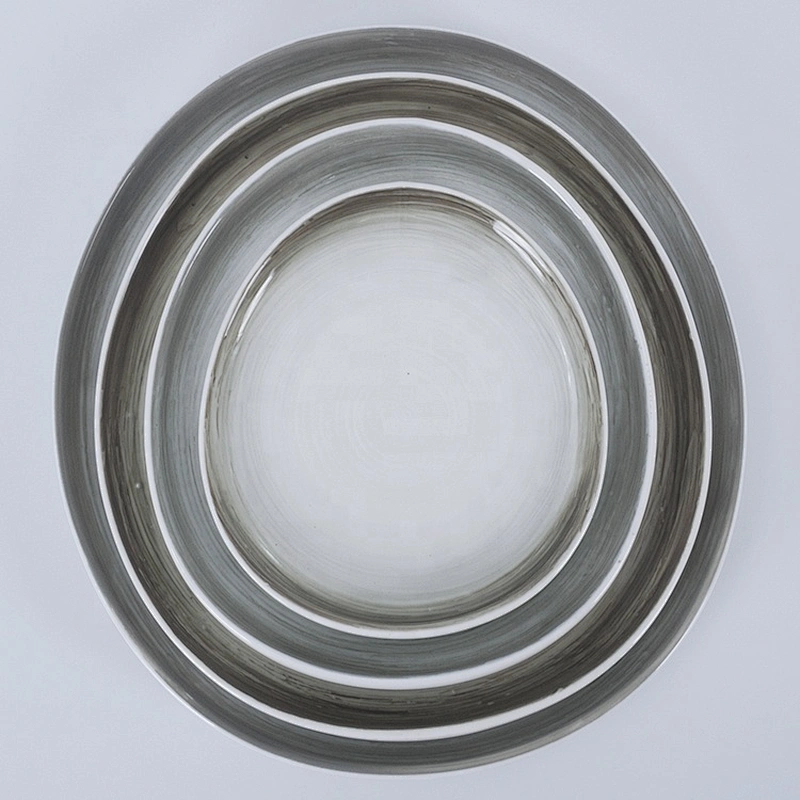 manufacturer grey edge porcelain catering restaurant plates sets dinnerware ceramic
