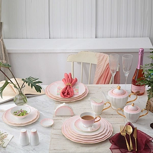 P&T Royal ware pink Circular dinner plate hot sell ceramic dinner plate