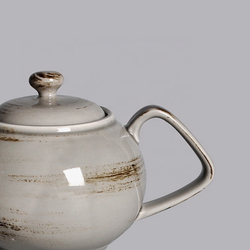 wholesale grey glazed porcelain ceramic hotel tea and coffee pot