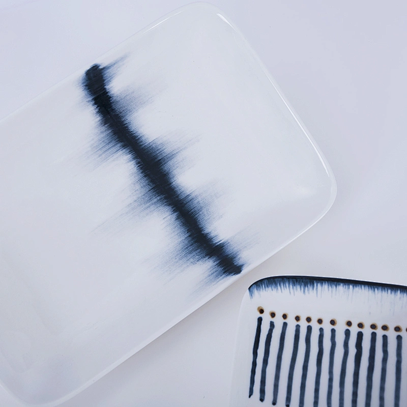 wholesale glazed porcelain ceramic catering hotel fashion designer rectangular dinner plates
