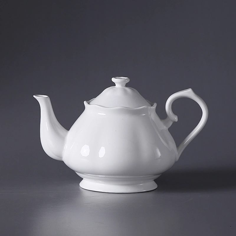 Royal Pure White Porcelain Tea Pot Set Customizable Bone China Coffee Cup Set