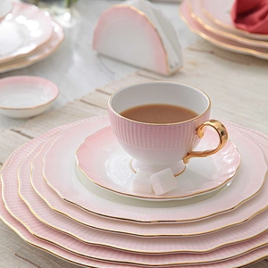 P&T Royal ware pink Circular dinner plate hot sell ceramic dinner plate