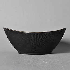 black porcelain restaurant catering oval salad soup noodle bowl