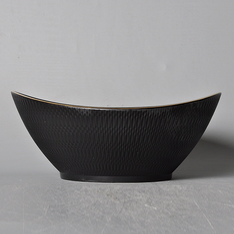 black porcelain restaurant catering oval salad soup noodle bowl