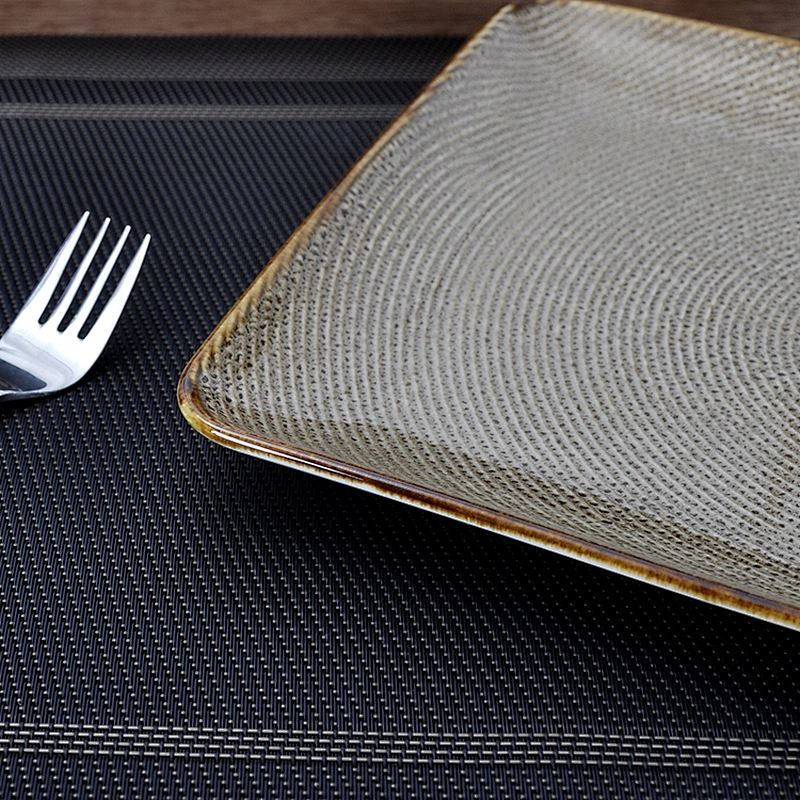 Chaozhou High Qulity In Stock Red Charger Plates, Hotel Under Glazed Rectangular Plate For Wedding