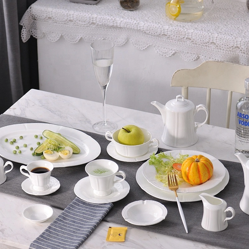 manufacturer wholesale custom hotel chinaware bone china embossed porcelain dinner plate
