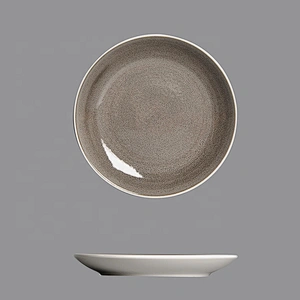 japanese hotel round white black steak dinner plate porcelain flat plate