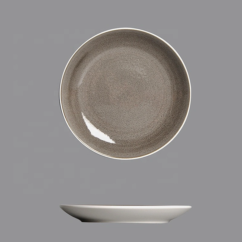 japanese hotel round white black steak dinner plate porcelain flat plate