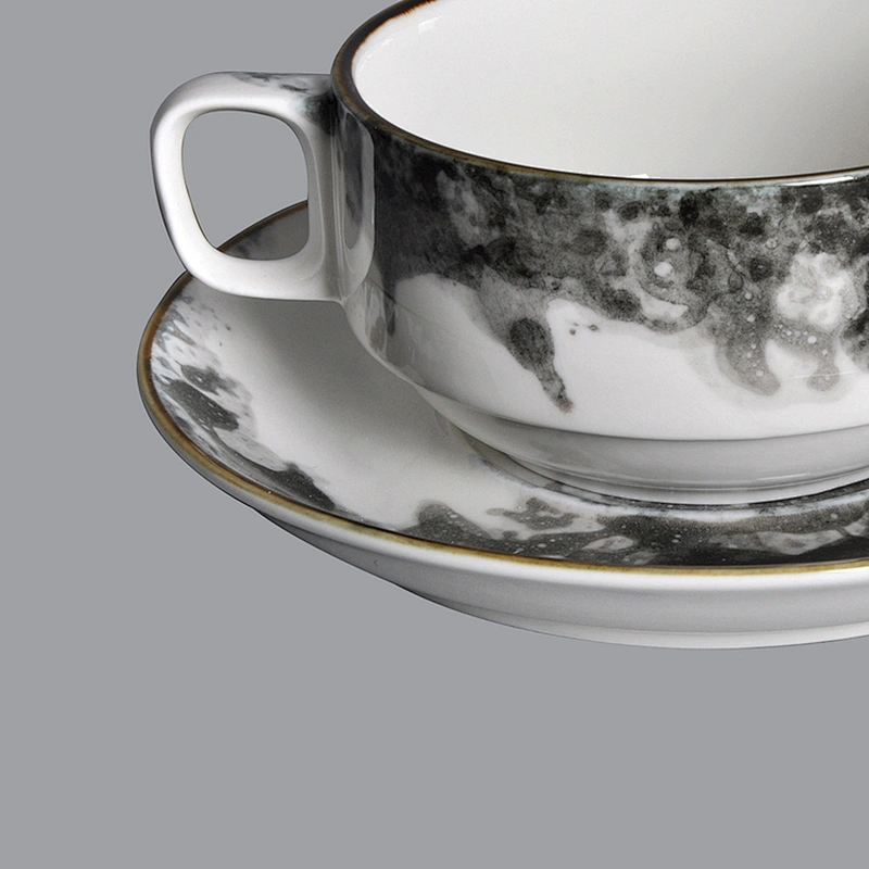wholesale hotel restaurant new design porcelain soup cup ceramic with two handles