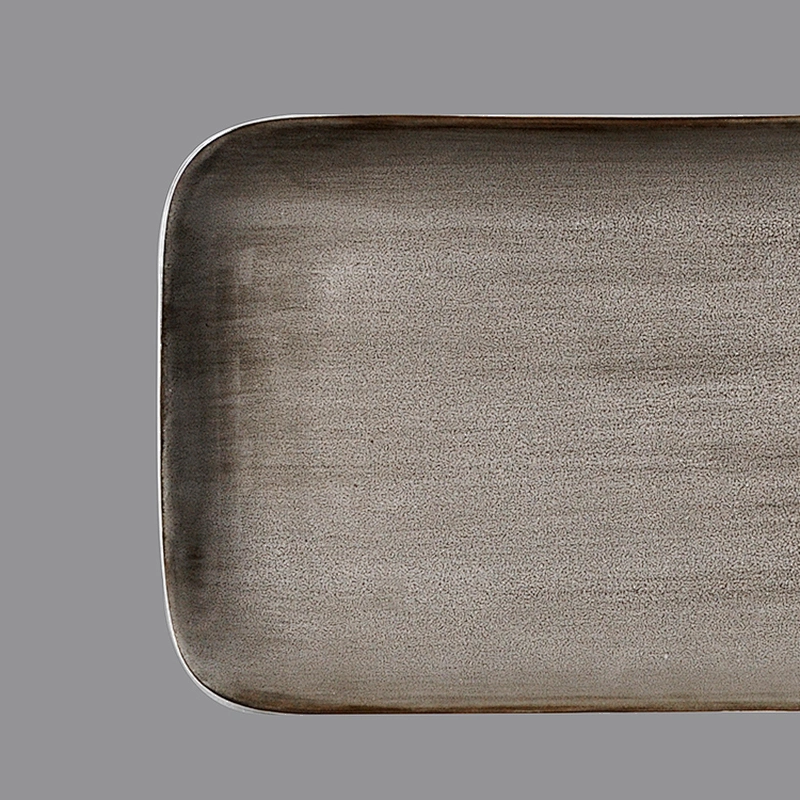 Wholesale grey porcelain restaurant steak dessert ceramic rectangular plates