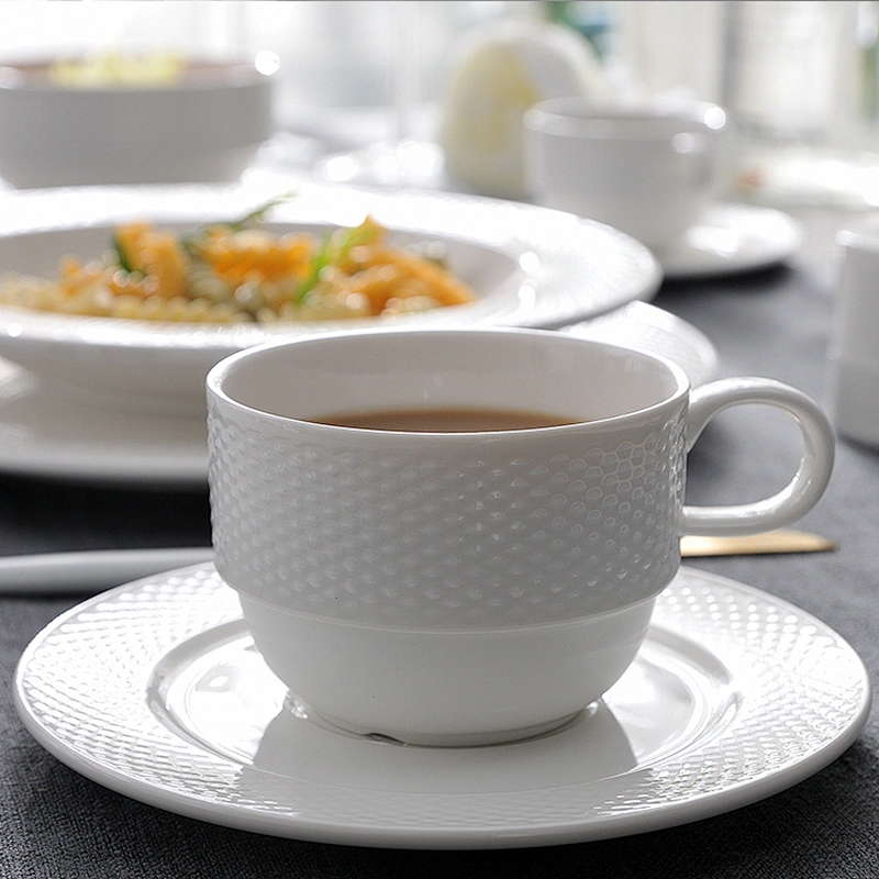 PT Porcelain Ceramic Coffee Cup and Saucer White Catering Coffee Cups