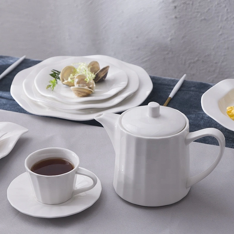 wholesale custom white bone china ceramic teapot with cup