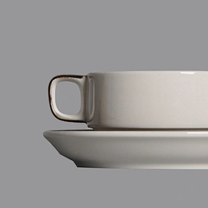 wholesale white soup cup and saucer ceramic porcelain soup cup  with handles