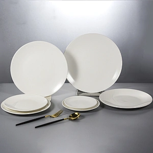 chaozhou manufacturer wholesale 11 inches hotel used white ceramic dinner plate for weddings