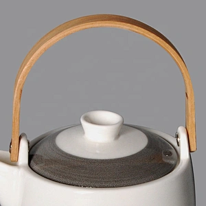 wholesale retro porcelain ceramic japanese style tea pot with wood handle