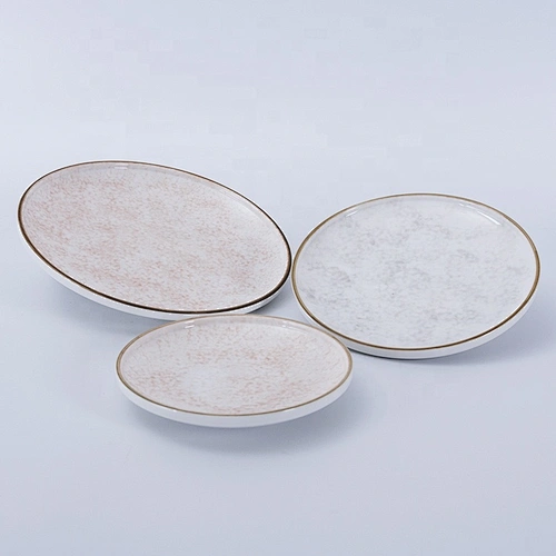 new design nordic glazed wedding catering restaurant round ceramic dinner plate sets