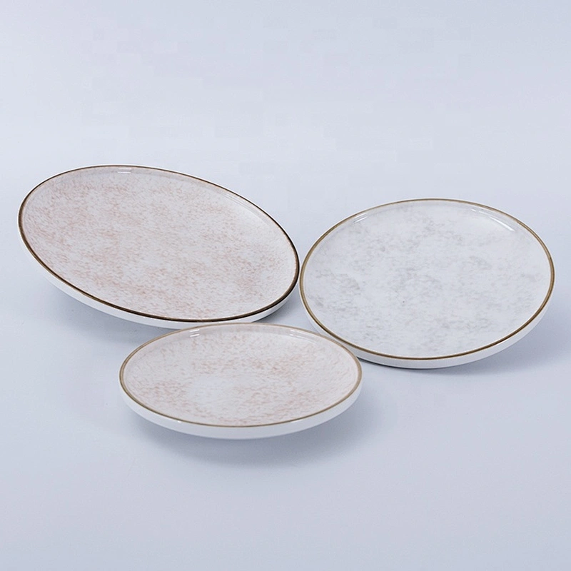 new design nordic glazed wedding catering restaurant round ceramic dinner plate sets