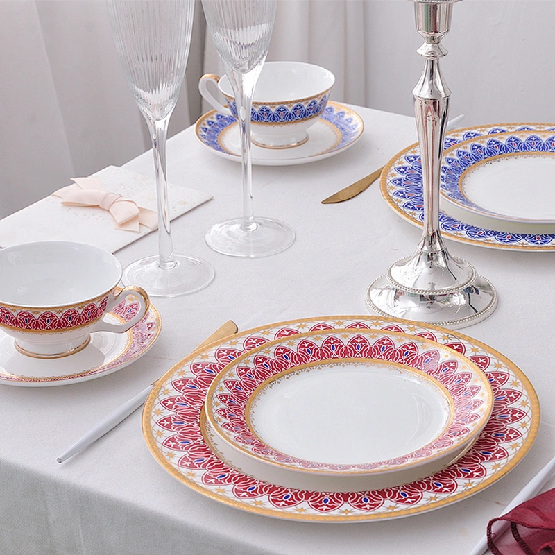 Beautiful decal bone china dinner set good design ceramic dinnerware table set