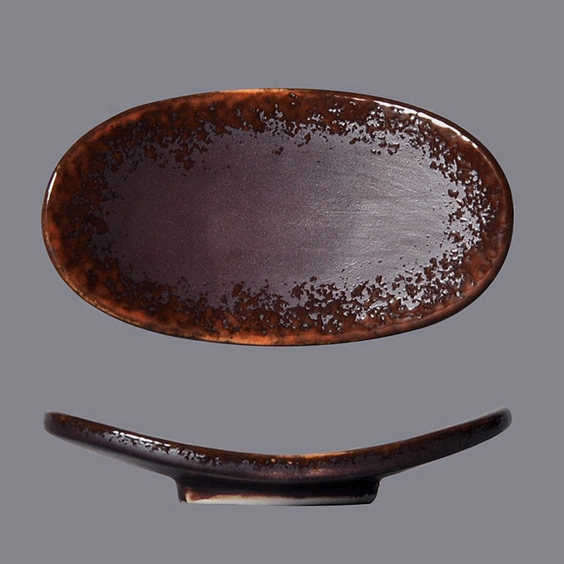 P&T Royal Ware oval rust glazed ceramic porcelain chopstick holder rack