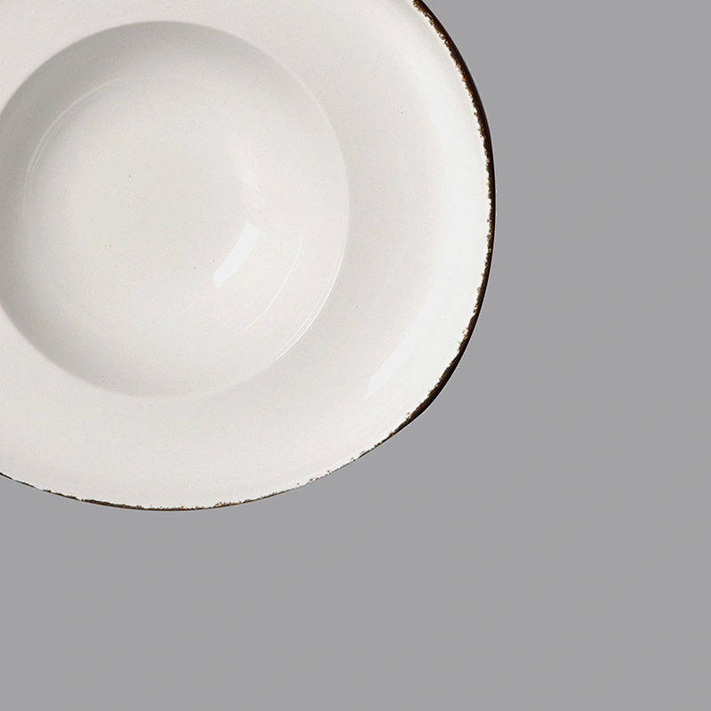 wholesale glazed straw hat shape hotel used deep plate restaurant soup dishes