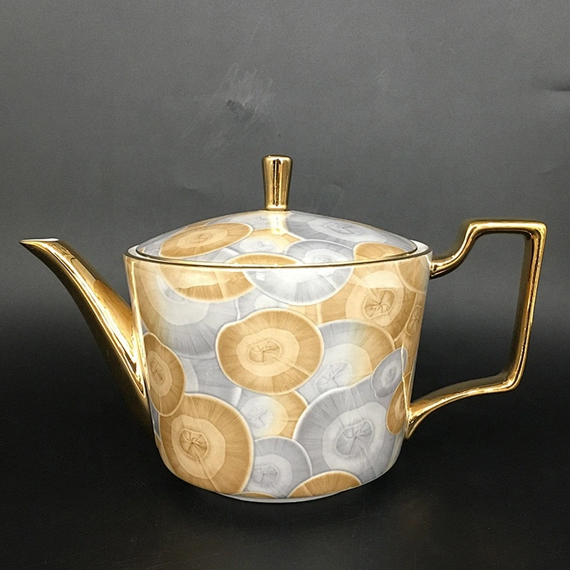 customized marble ceramic coffee cup and saucer bone china coffee tea pot set