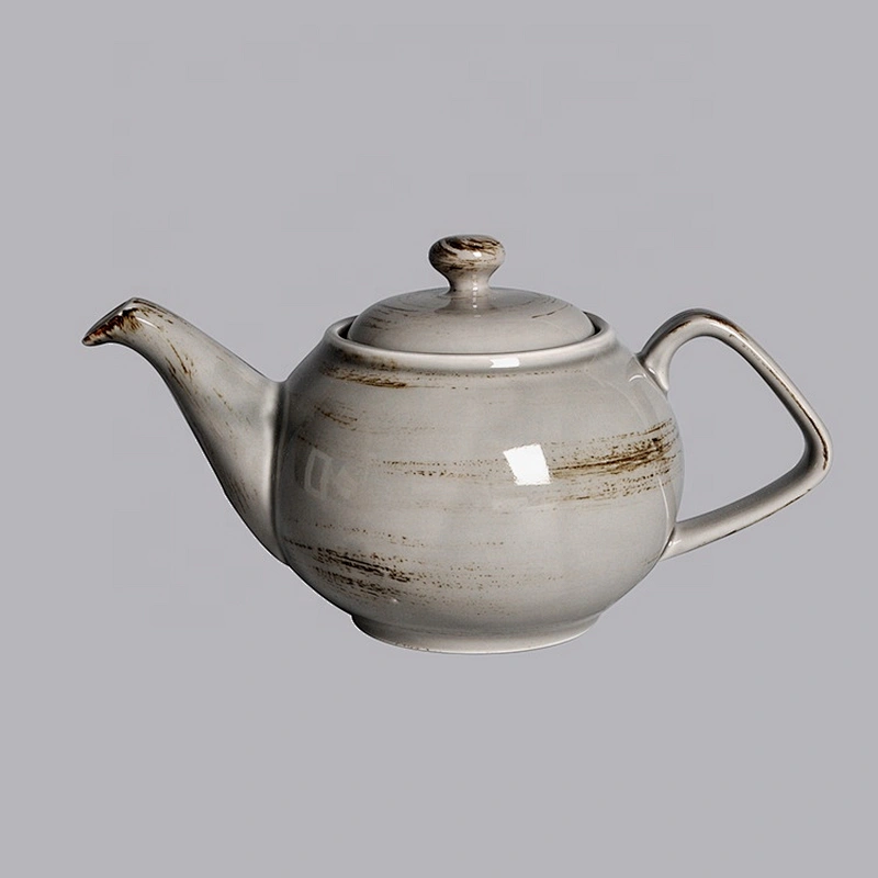 wholesale grey glazed porcelain ceramic hotel tea and coffee pot