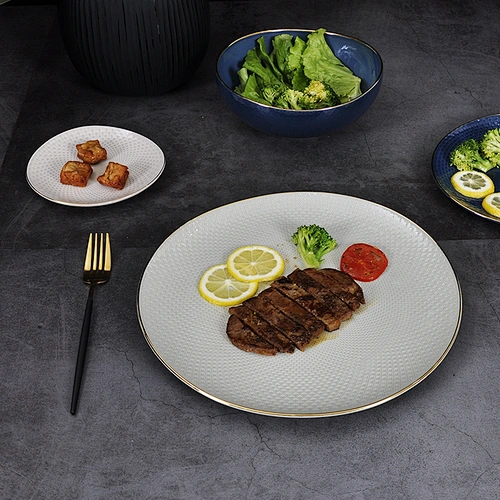 Luxury bone China dinnerware 10 12 14 inch dinner plate,round plate porcelain set for 5 star hotel
