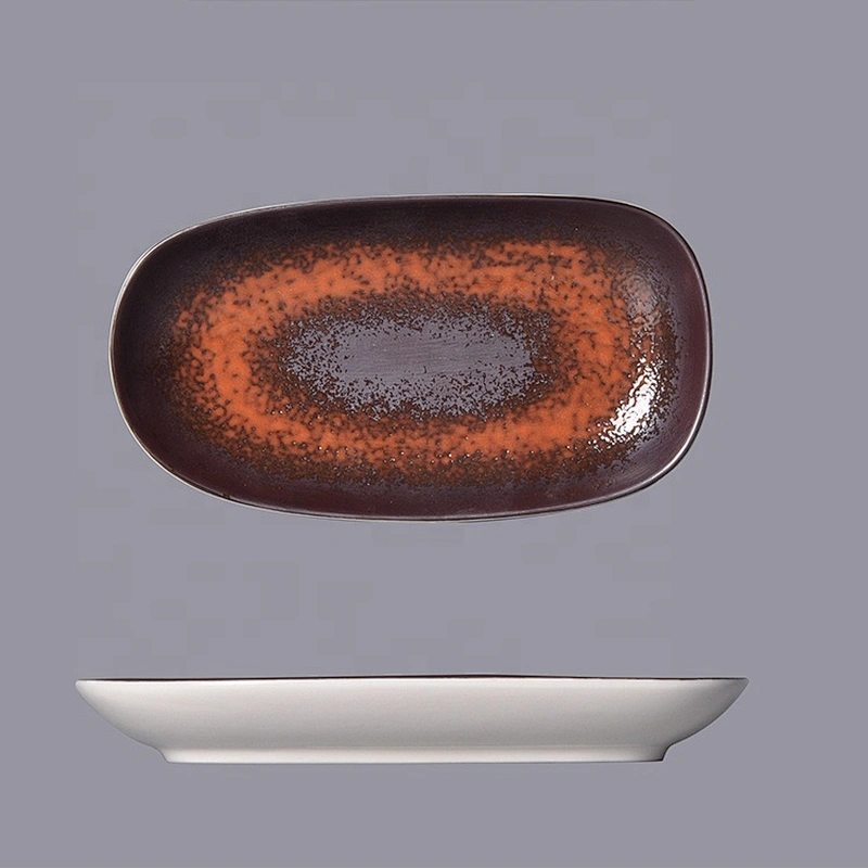 wholesale rectangular white brown matte rust glazed ceramic porcelain towel tray